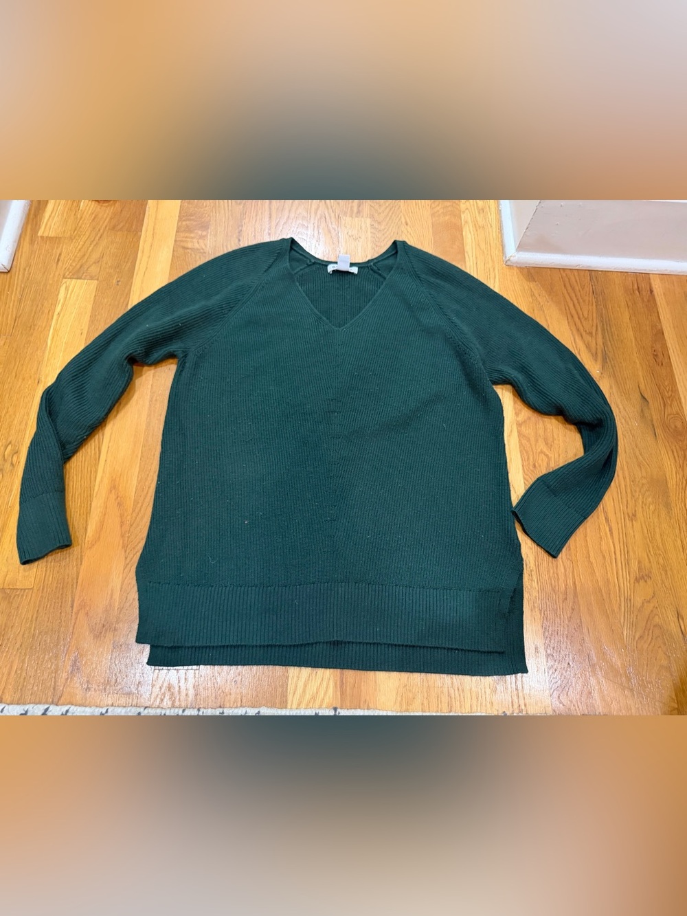 Women’s Deep Green V-Neck Sweater